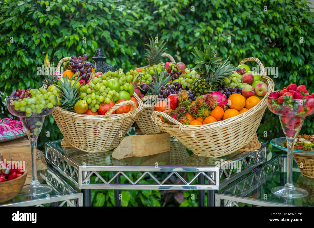 Fruit basket arrangement Stock Photo Alamy