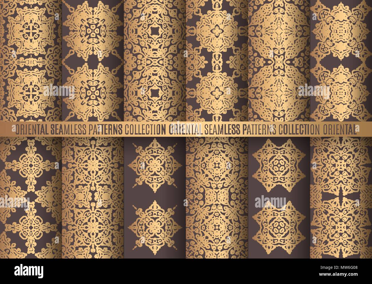 Golden Arabesque Patterns Stock Vector