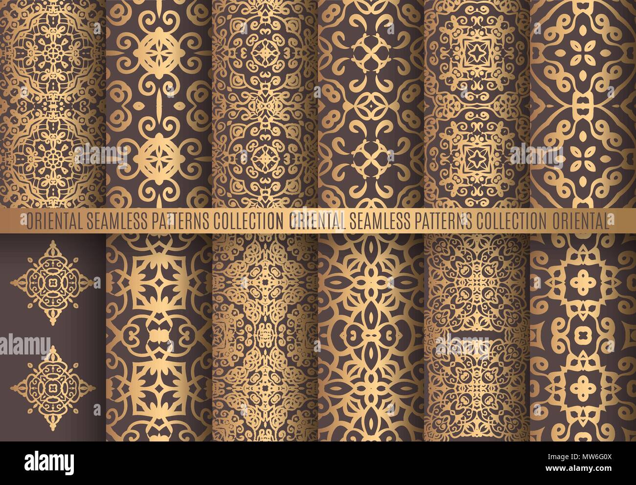 Golden Arabesque Patterns Stock Vector