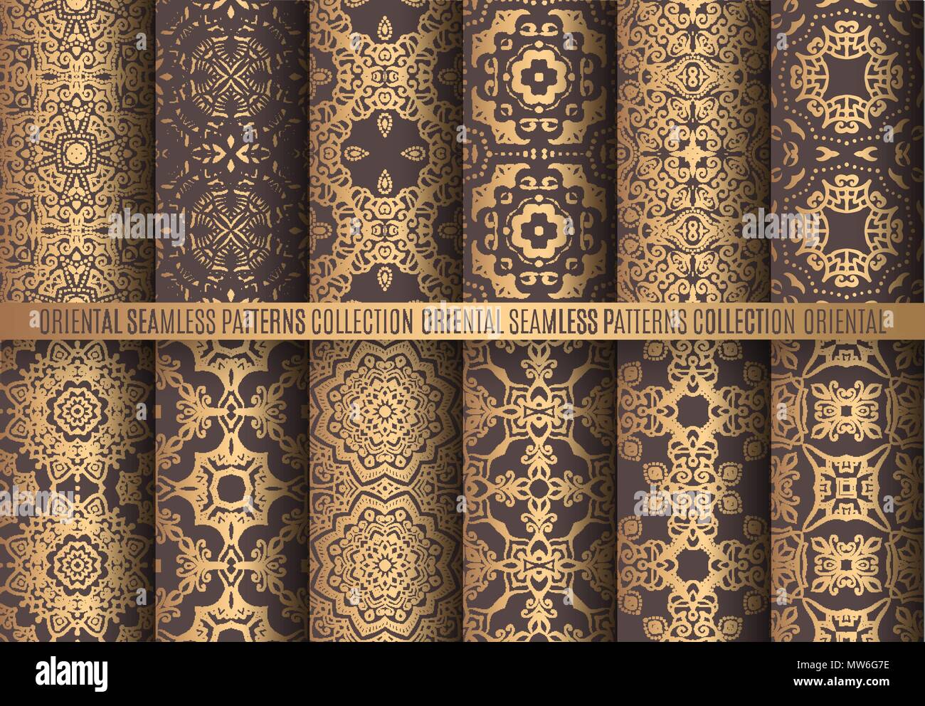 Golden Arabesque Patterns Stock Vector