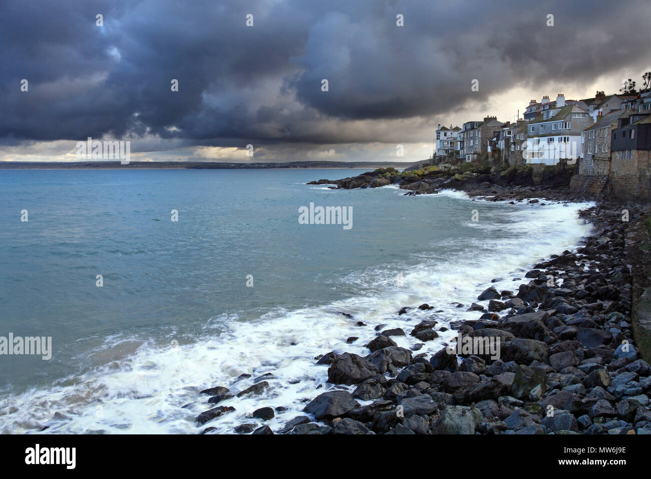 Moody Skies Over St Ives in Cornwall Stock Photo