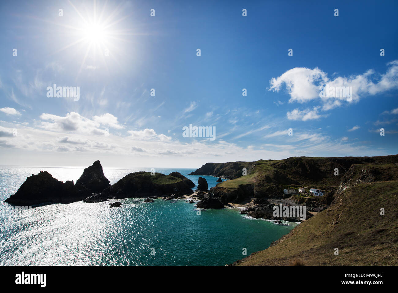 Kynance Cove on the southern tip of the cornish coast Stock Photo