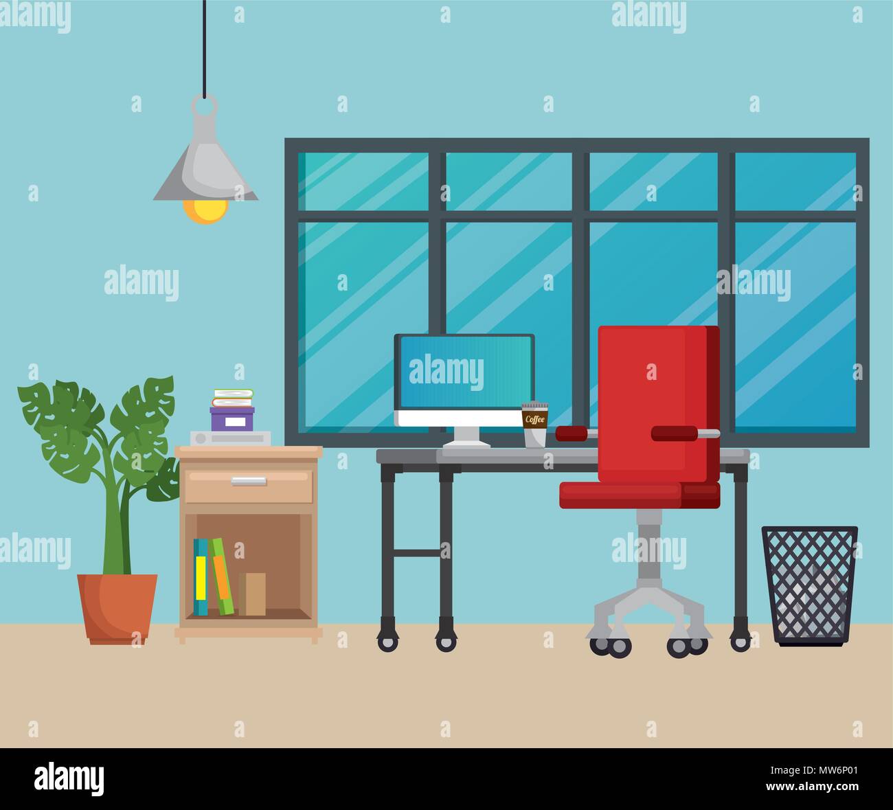 office workplace scene icons Stock Vector Image & Art - Alamy