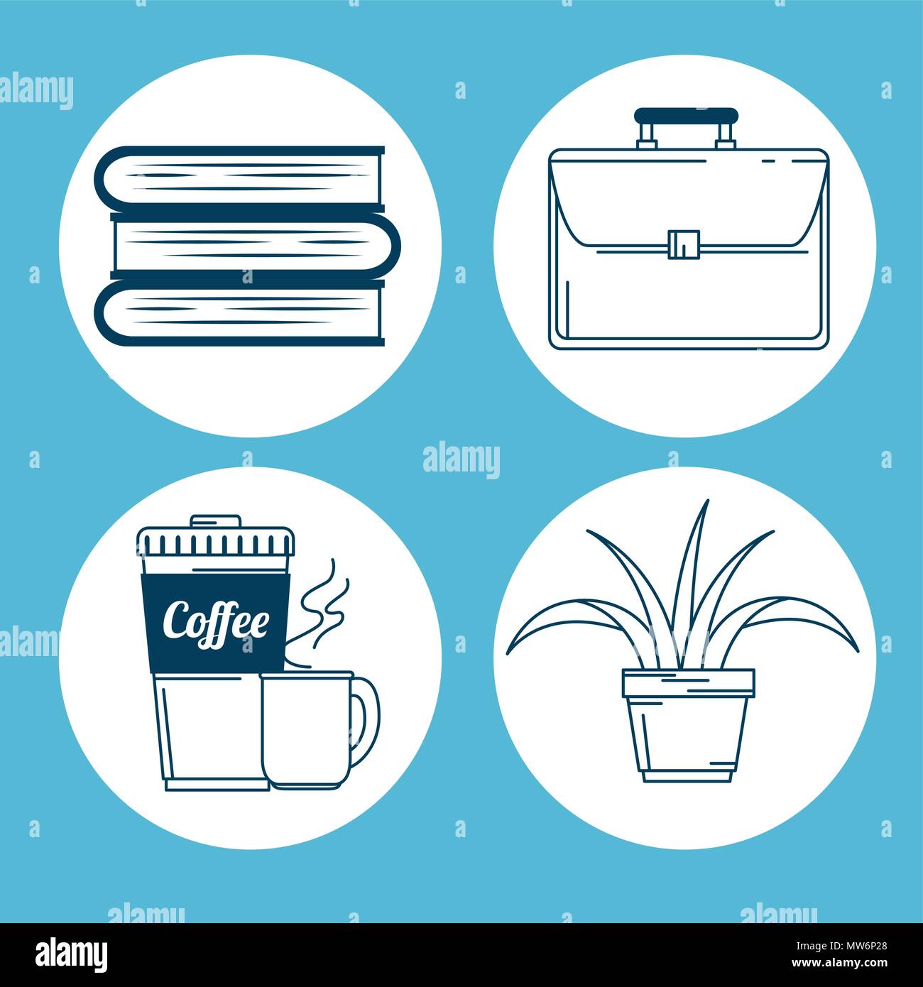 office workplace set icons Stock Vector