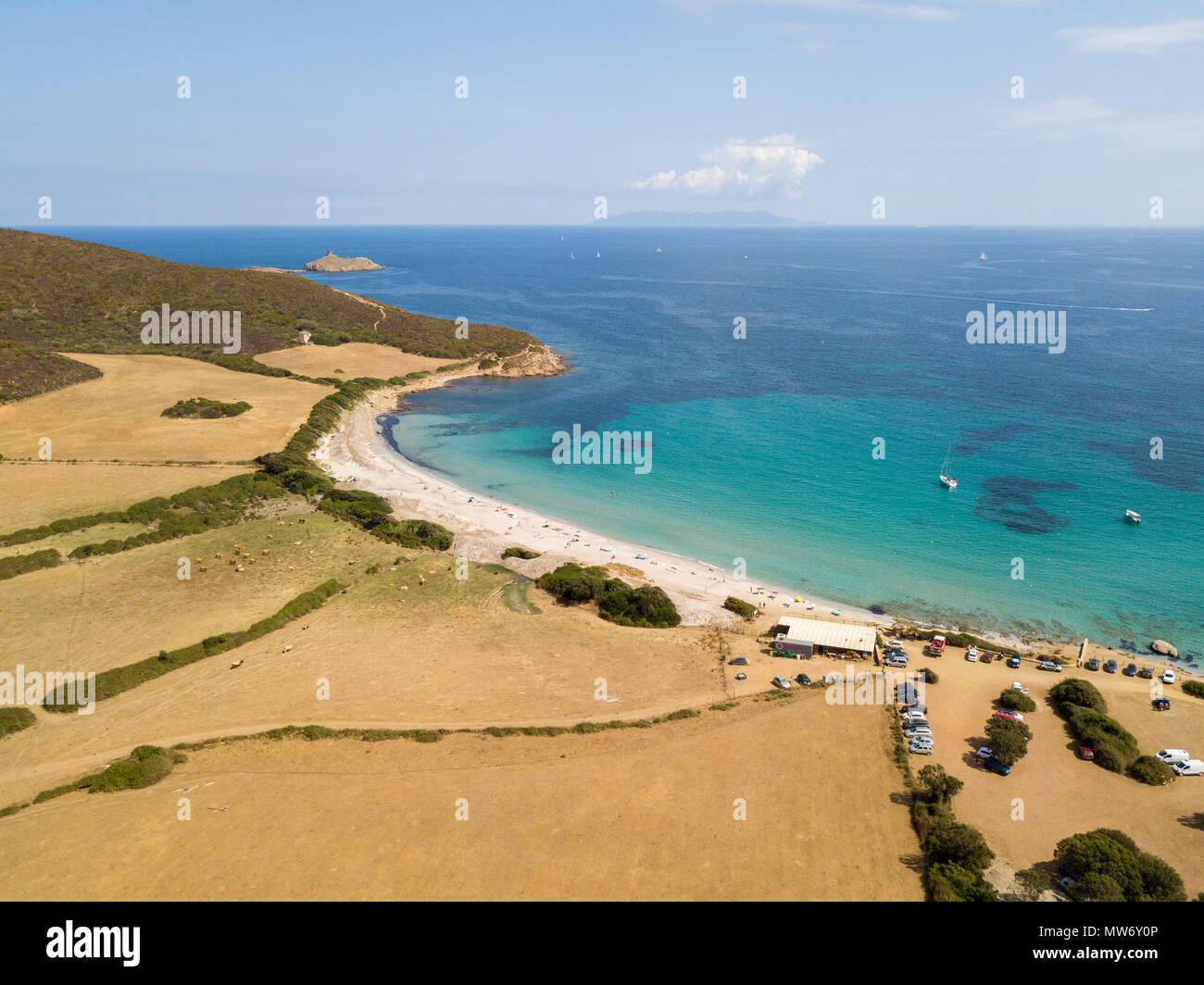 Aerial View Of Tamarone Beach Plage De Tamarone Cap Corse