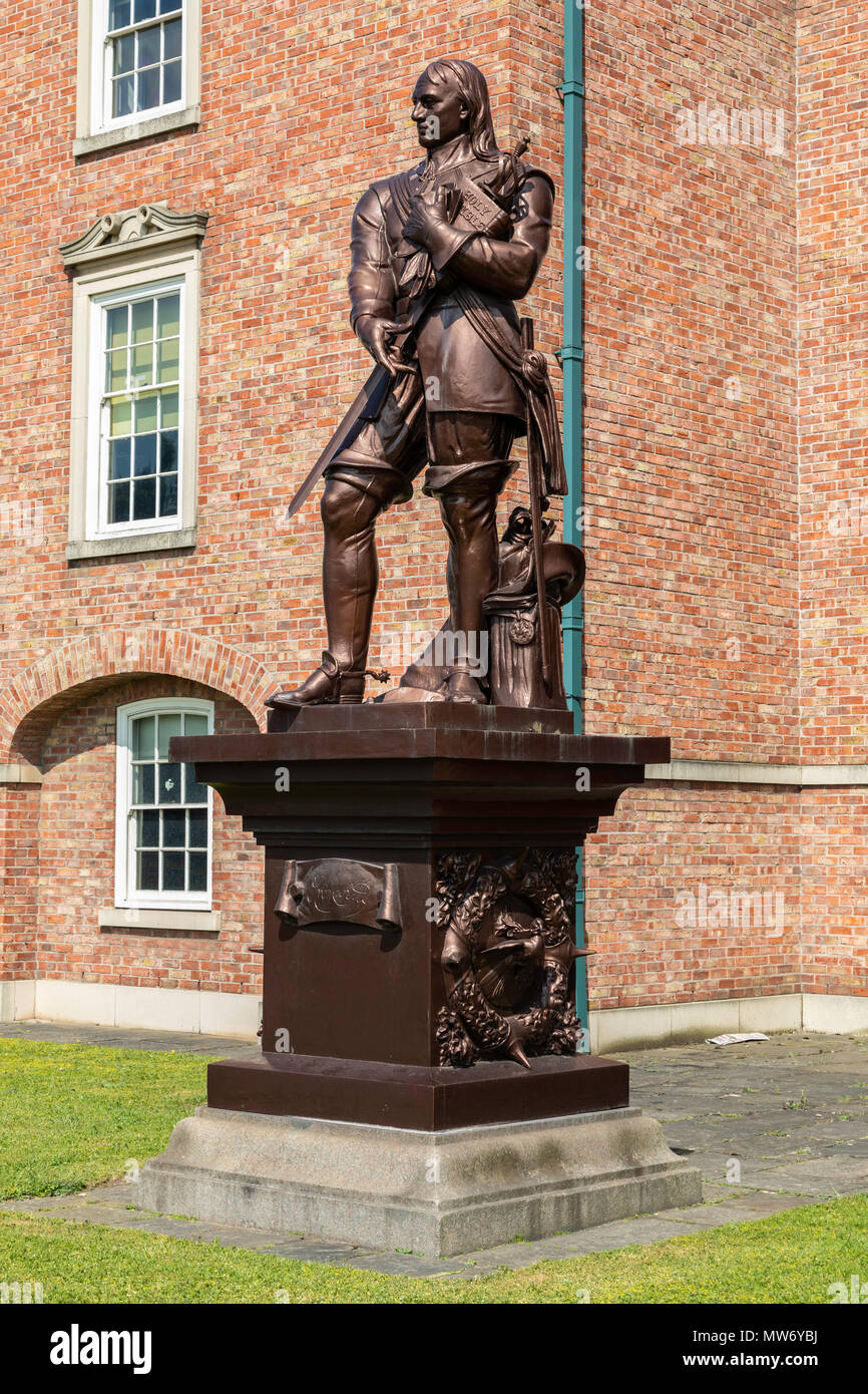 A Grade II Listed Statue Of Oliver Cromwell On A Plinth In The Grounds a-grade-ii-listed-statue-of-oliver-cromwell-on-a-plinth-in-the-grounds