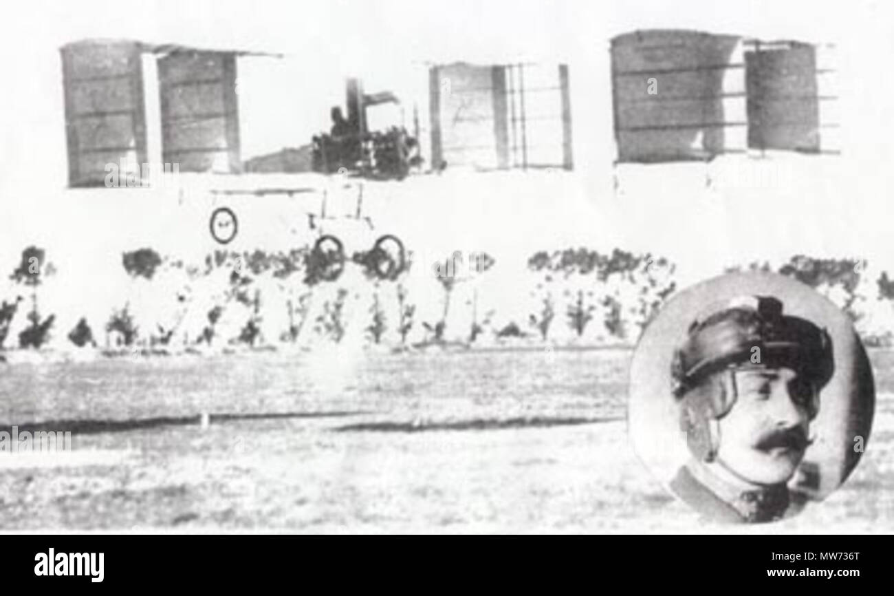 . Español: El primer vuelo en Iberoamérica . 10 January 2014, 20:13:26. Varios 32 Alberto Braniff. Voissin XIII, 8 de enero, 1910 Stock Photo