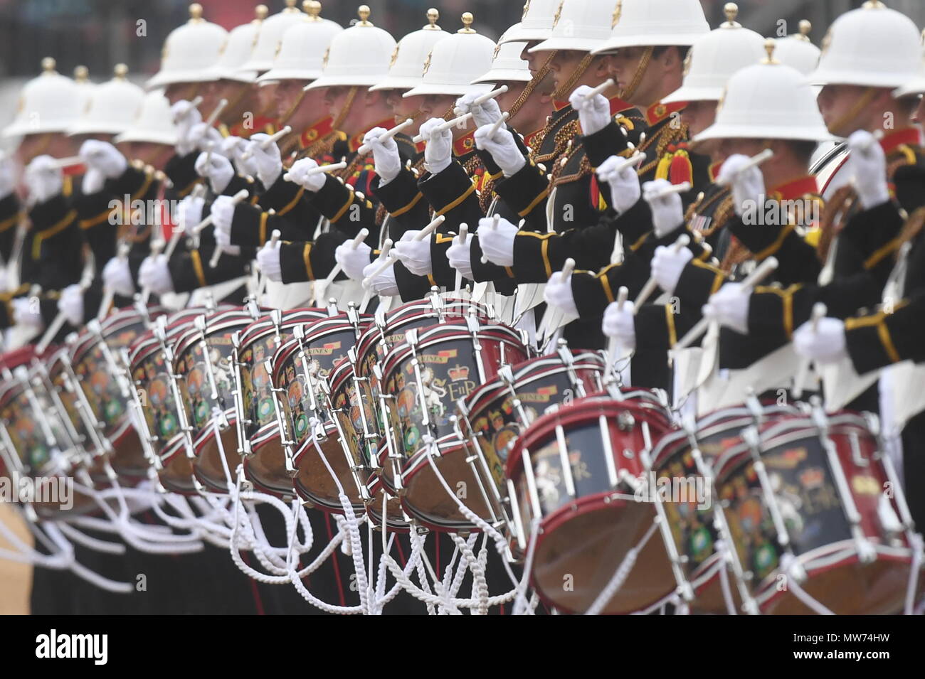 Royal Marines Beating Retreat Ceremony High Resolution Stock