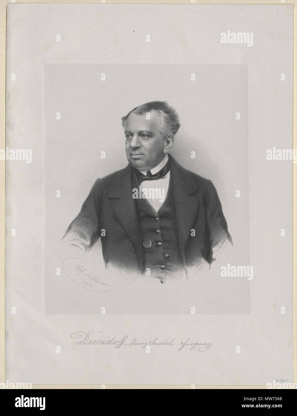 . Anatole Demidov . 19th century. J.Haller 43 Anatole Demidov (1856) Stock Photo