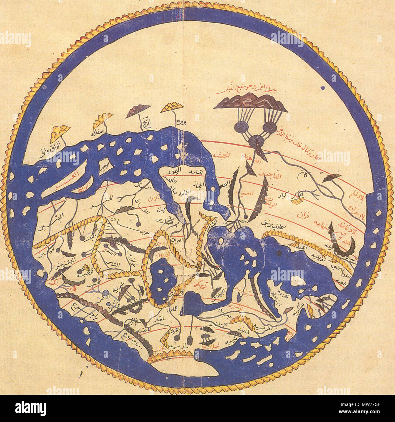 1154 world map by Moroccan cartographer al-Idrisi for king Roger