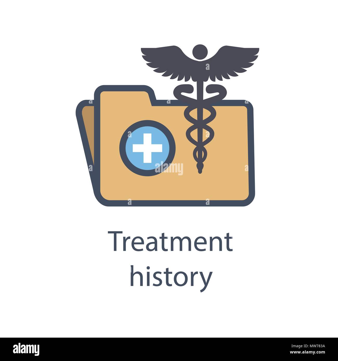 Medical Records Icon - Caduceus and personal health record imagery - phr, emr, ehr Stock Vector