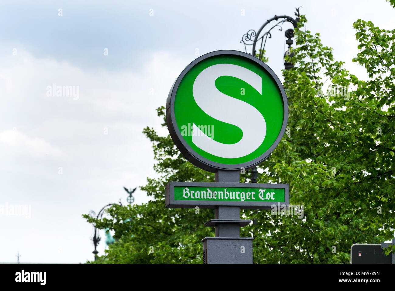 S-Bahn Brandenburger Tor sign, rapid transit railway, Berlin, Germany Stock Photo
