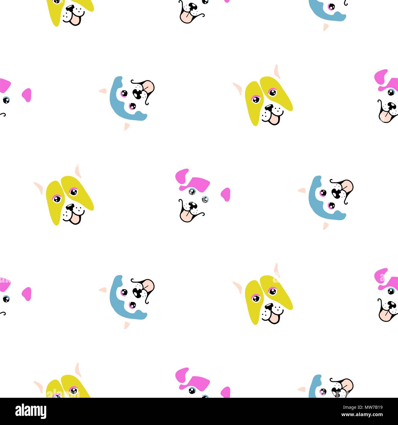 Funny dogs animal seamless vector pattern. Stock Vector