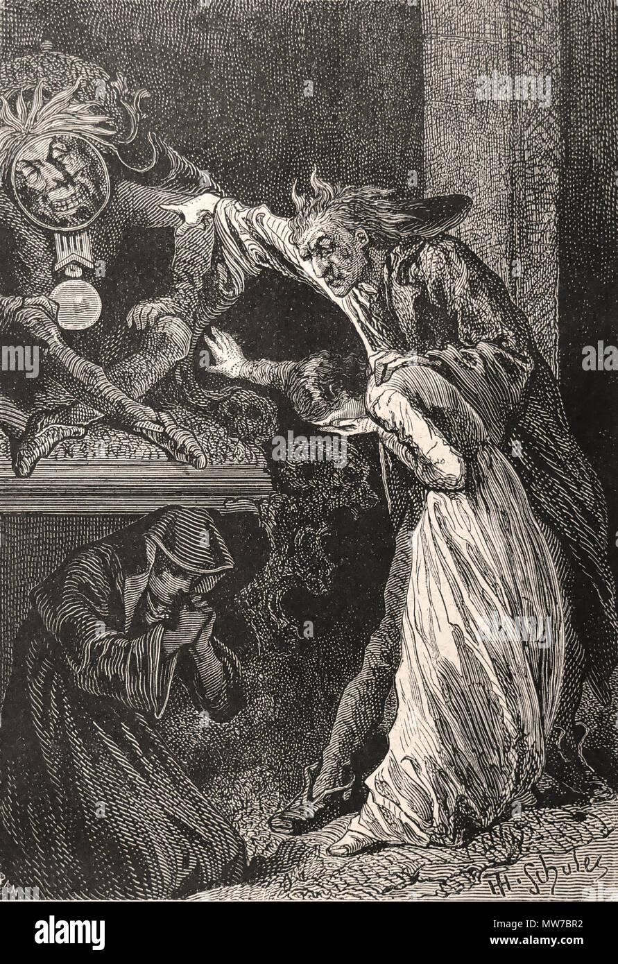 'Behold the man! It's time' Art by Théophile Schuler from 'Le Docteur Ox' by Jules Verne (1874). Stock Photo