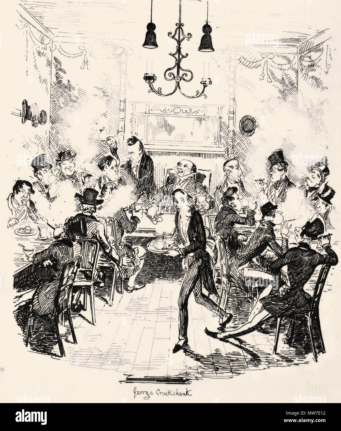 HalfTitle Vignette for Sketches by Boz  Cruikshanks illustration for  Chapman  Hall 1837