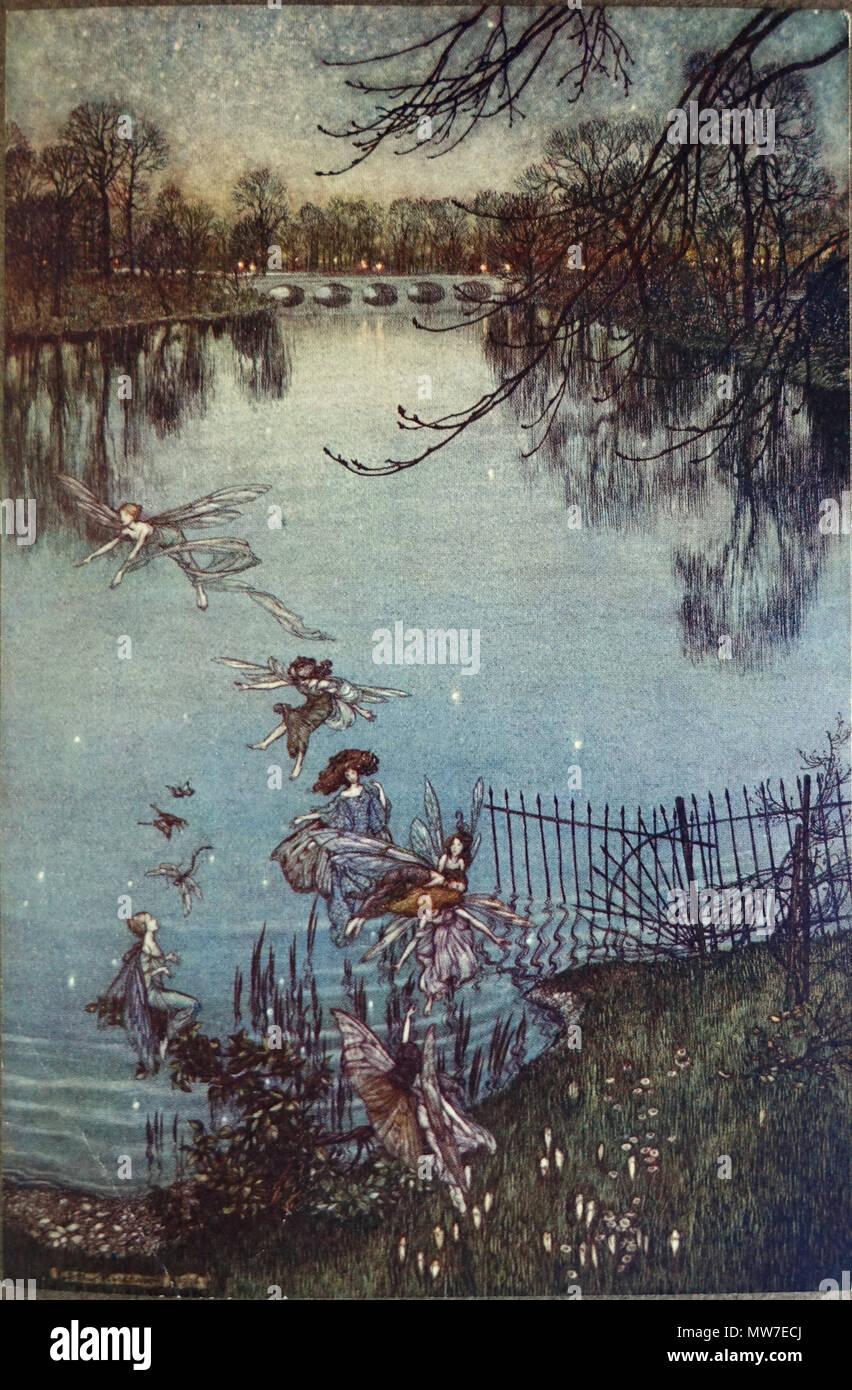 Arthur Rackham - Serpentine Lake with a Drowned Forest and Stars at the ...