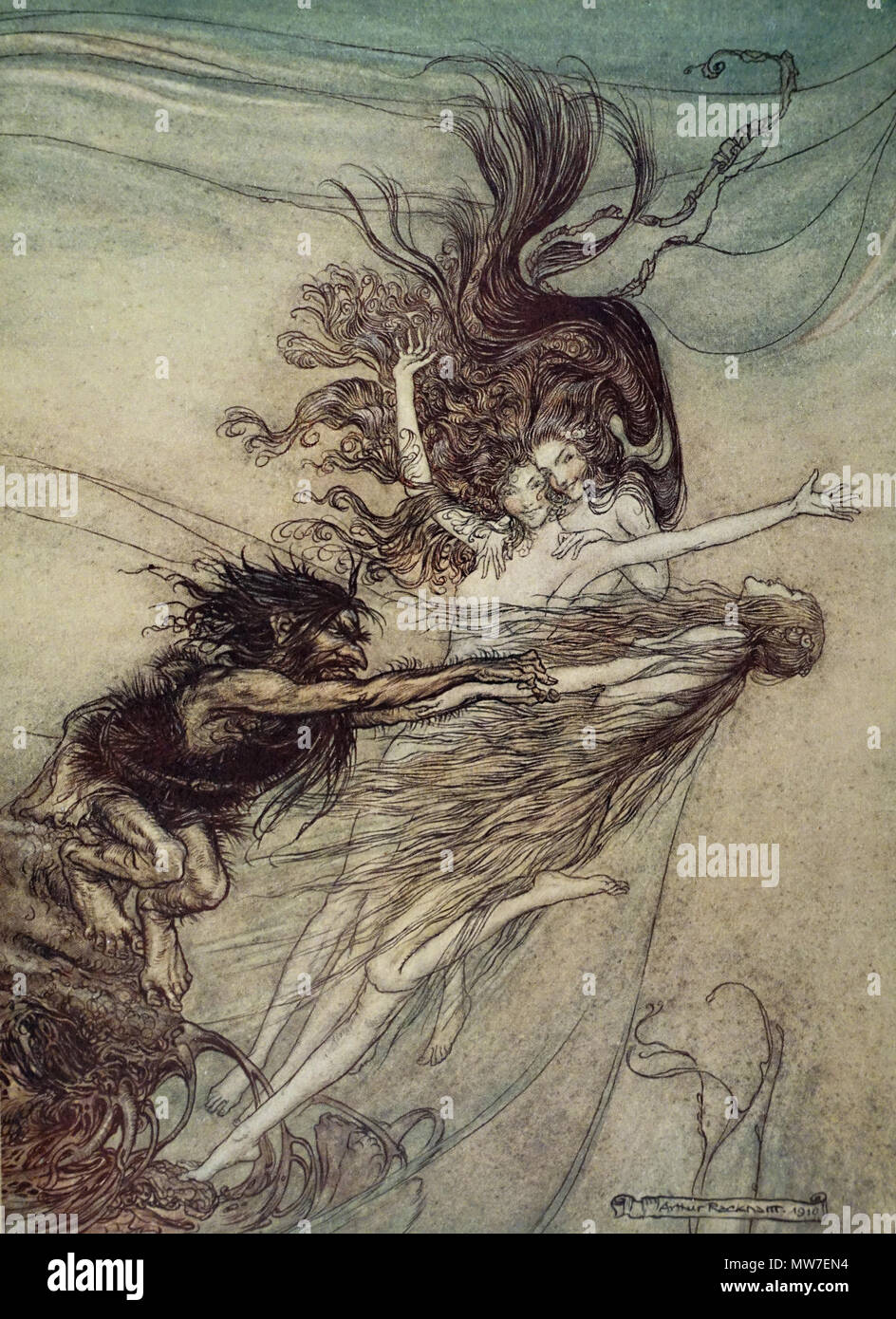 Arthur Rackham - The Rhine-Maidens teasing Alberich Stock Photo - Alamy
