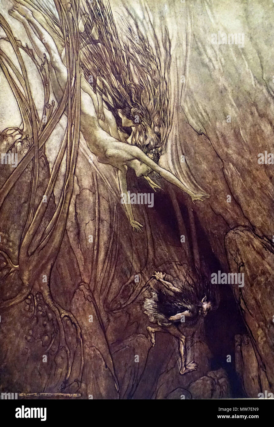Arthur Rackham - Seize the despoiler! Rescue the gold! Help us! Help us ...