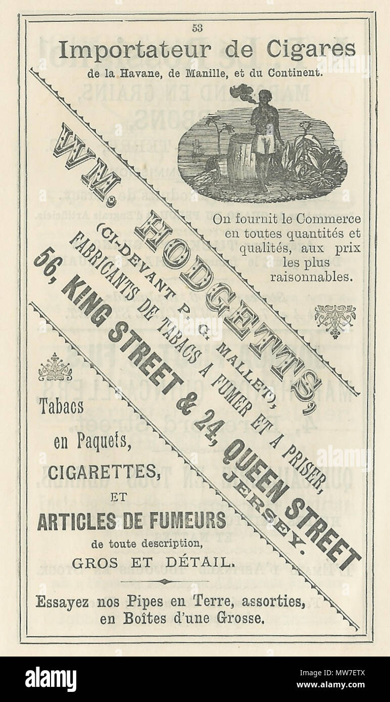 39 Almanach Chronique de Jersey 1892 Hodgetts tabac Stock Photo