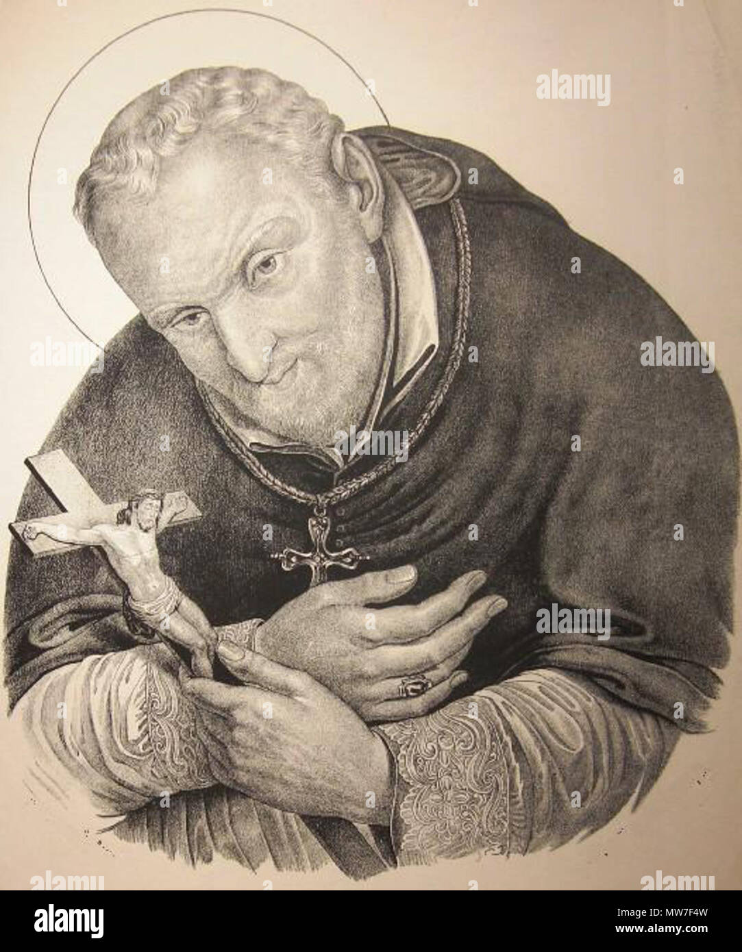 . English St. Alphonsus Liguori, engraving by an unknown artist, Naples, 18th century. 19th