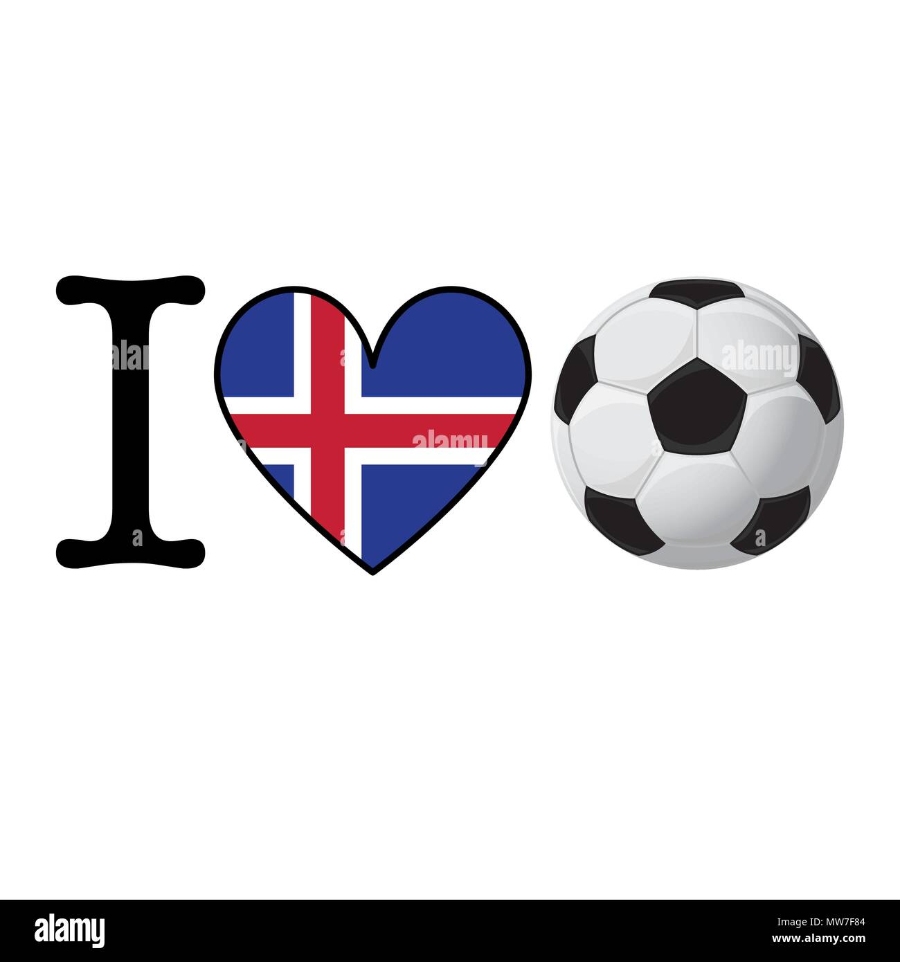 I heart Soccer banner with Iceland flag. Love Football concept Stock Vector
