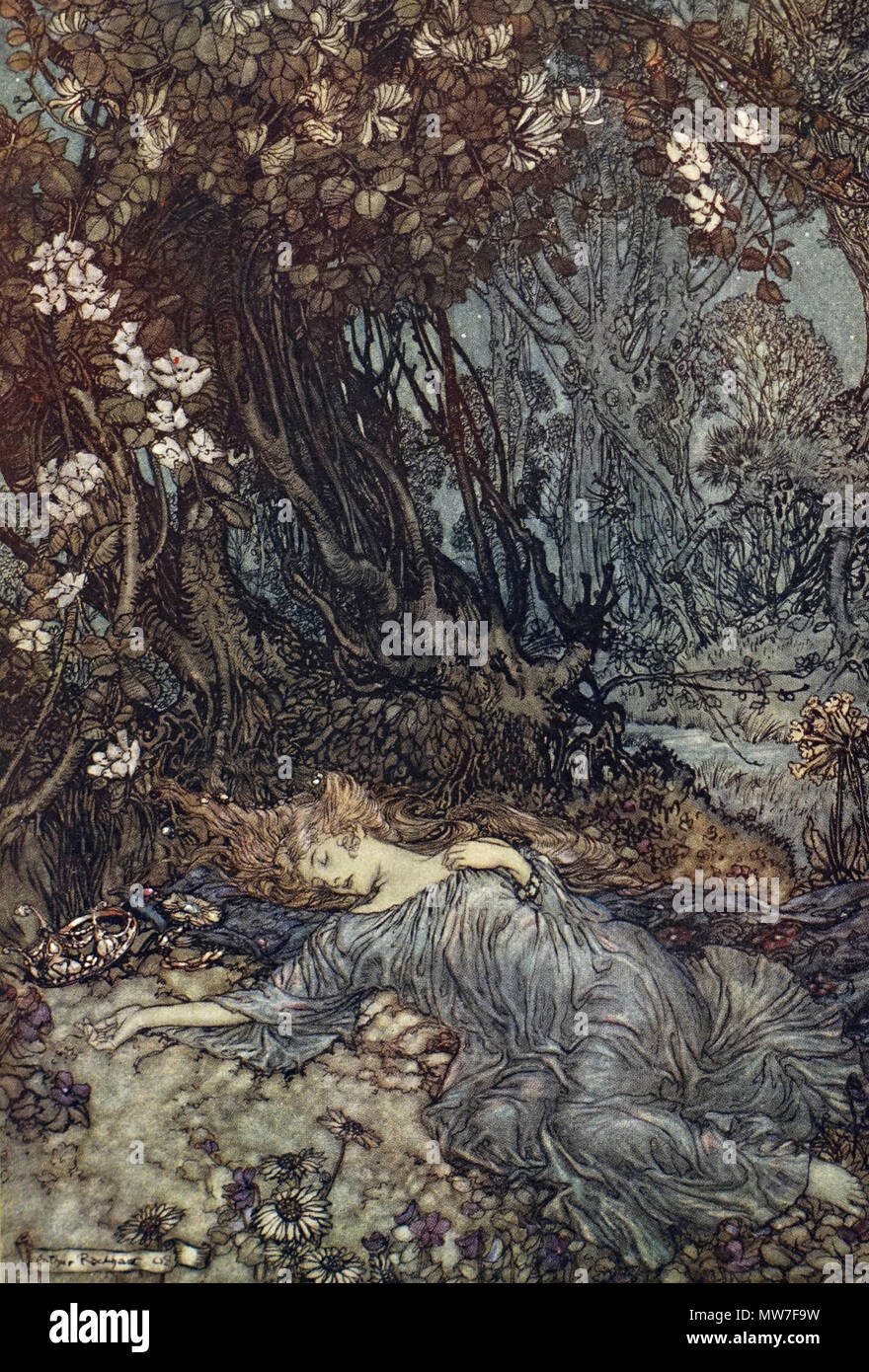Arthur Rackham - Titania lying asleep Stock Photo - Alamy