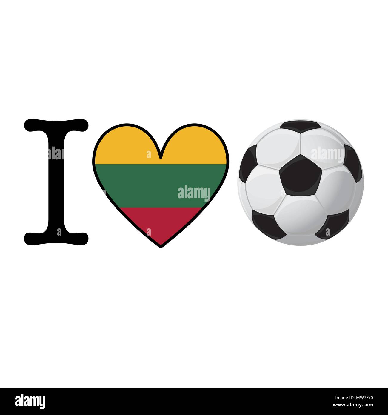 I heart Soccer banner with Lithuania flag. Love Football concept Stock Vector