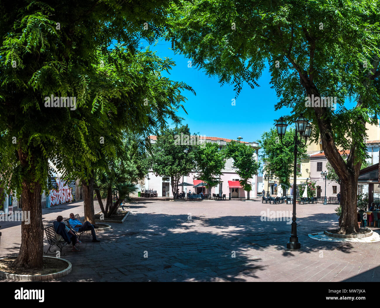 Garibaldi square - Piazza Garibaldi in Porto Torres, Sardinia, in a sunny day of spring Stock Photo