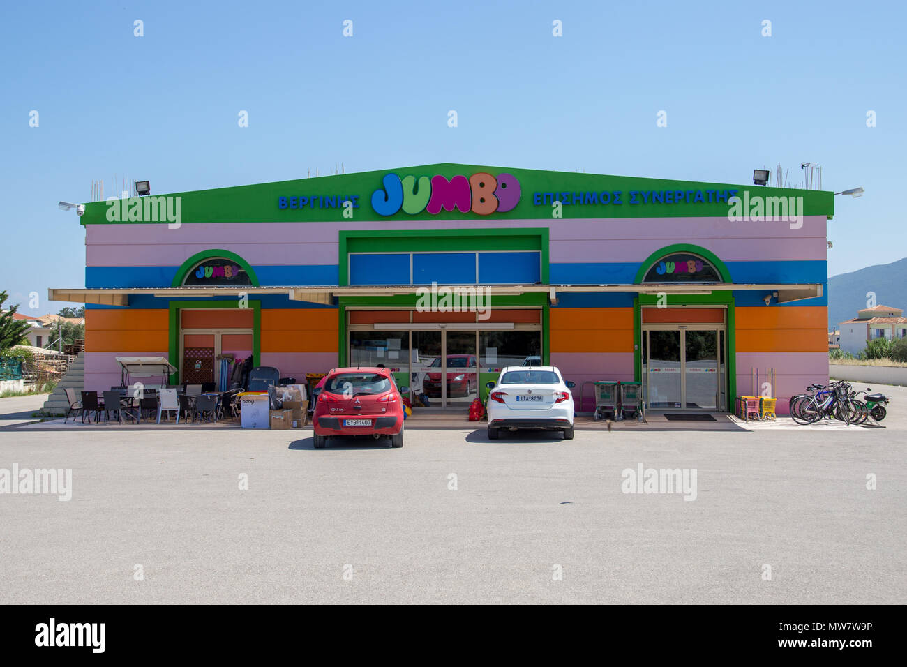 Lefkada, Greece. Jumbo is the largest toy retailer in Greece, with 52  stores, selling children's toys, baby items, stationery and home items  Stock Photo - Alamy