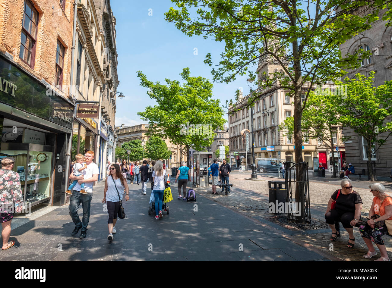 Busy High Street in central Dundee, Tayside,Scotland, Uk Stock Photo