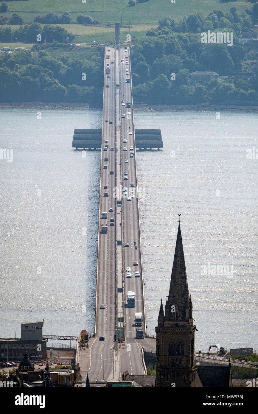 View of the Tay Road Bridge crossing the River Tay in Dundee, Scotland ...