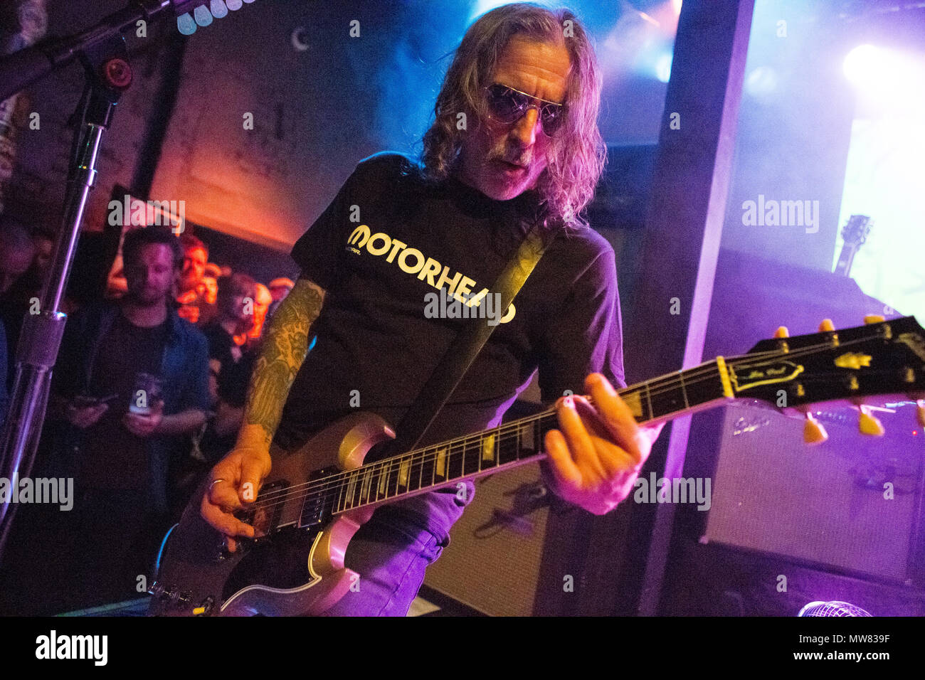 Norway, Oslo - May 23, 2018. The American stoner rock band Monster Magnet  performs a live concert at Blå in Oslo. Here guitarist Phil Caivano is seen  live on stage. (Photo credit: