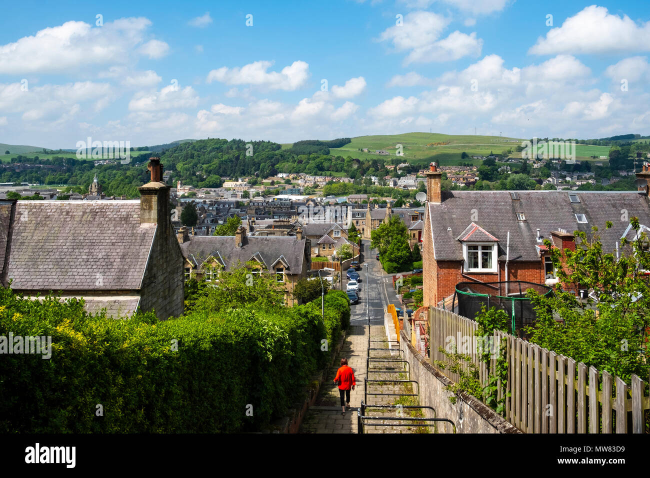 View over the town of Hawick in the Scottish Borders, Scotland, UK Stock Photo