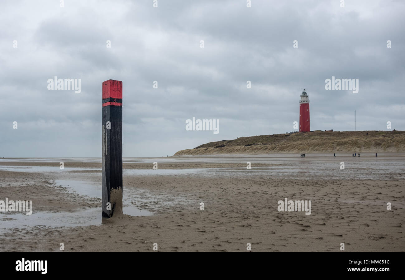 View on old lighthouse of De Cocksdorp, on Tuesday 28 February 2017, Texel, The Netherlands. Stock Photo