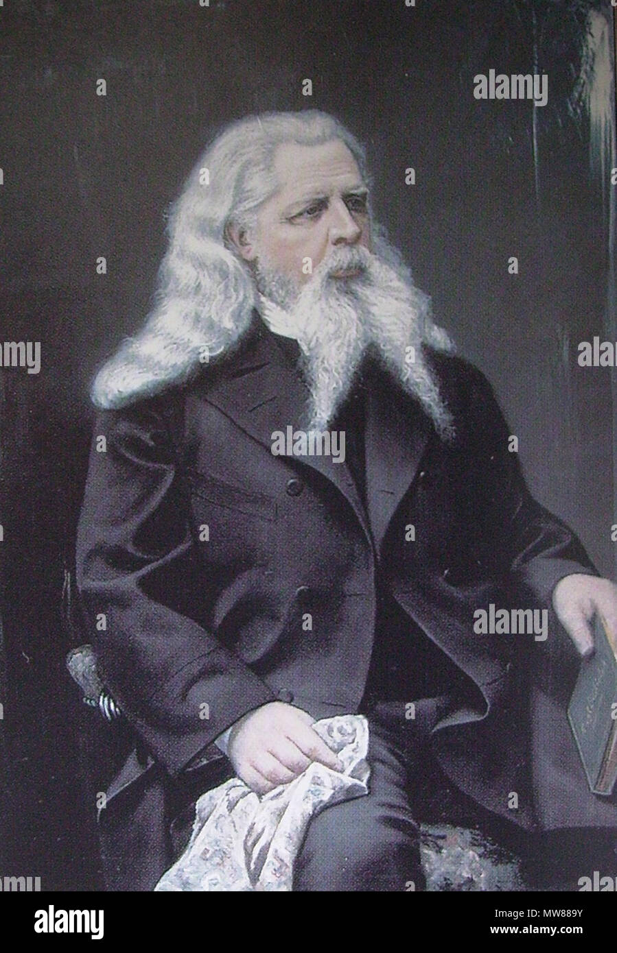 . English: Picture of painting of Gustaf E. Klemming, Swedish librarian Svenska: Foto av målning av Gustaf E. Klemming, svensk bibliotekarie . 1899. J.F. Schäf 258 Gustaf E Klemming Stock Photo