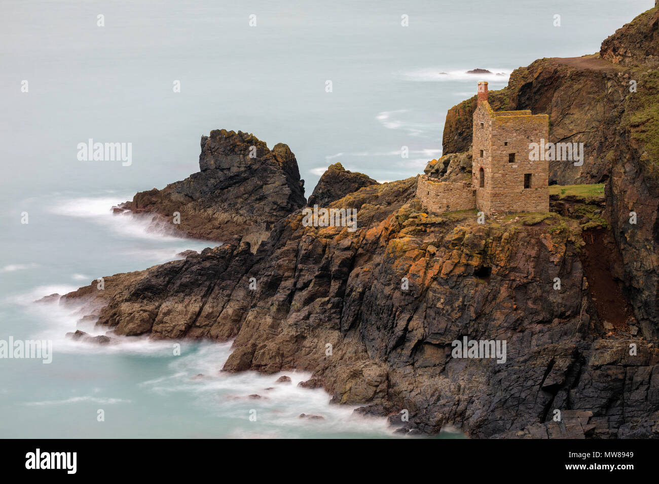 The Crown Mines at Botallack in Cornwall. Stock Photo