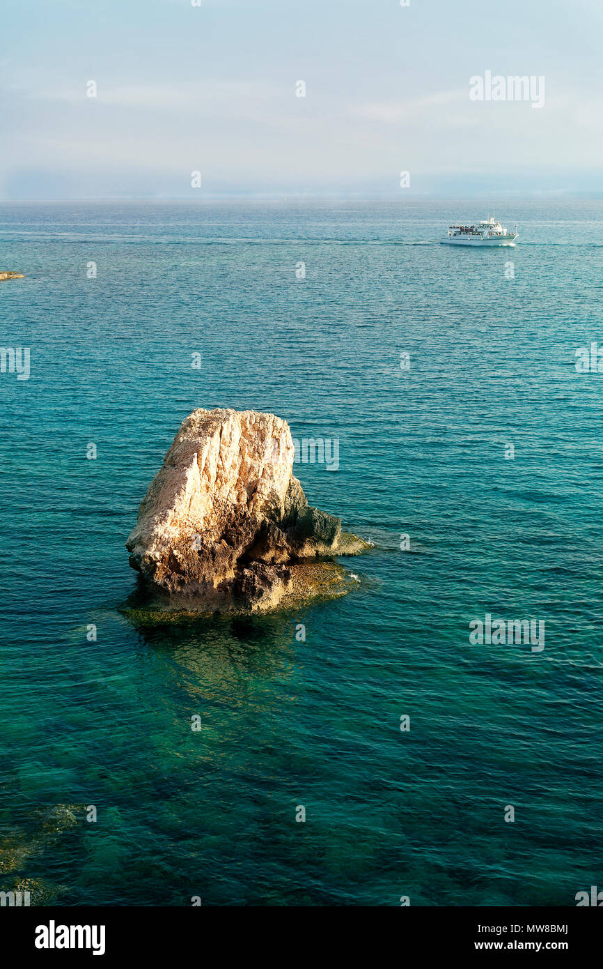 Mediterrenan Rocks big rock in the clear mediterranean sea water tourist attraction Stock ...