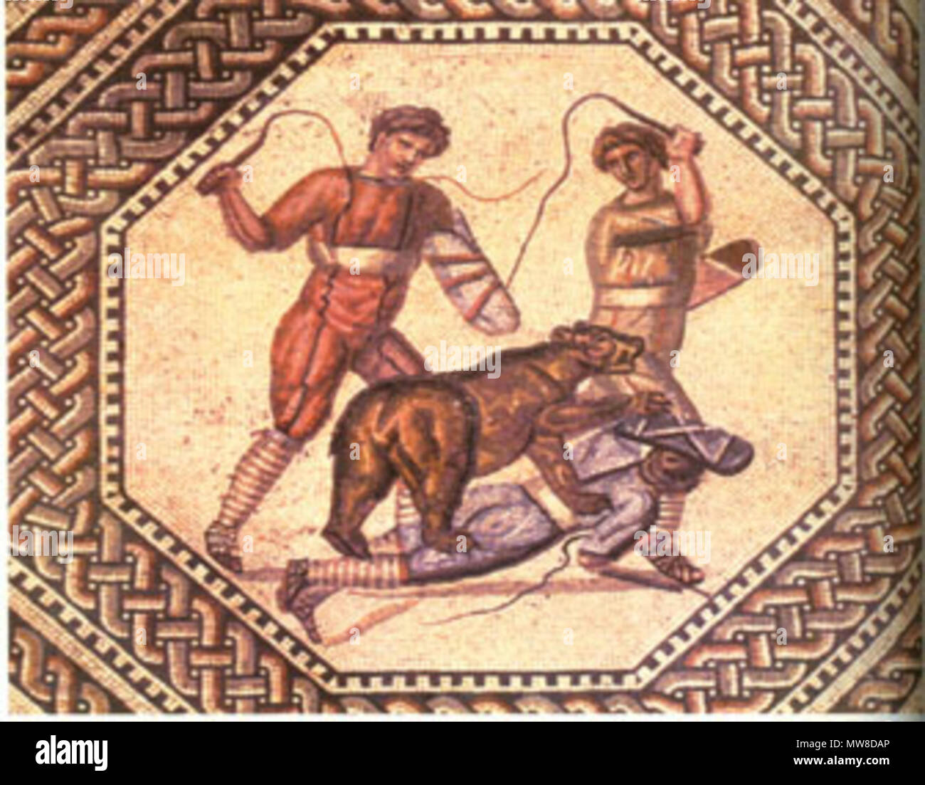. English: roman mosaic . roman empire. anonimous 83 Bestiarii2 Stock Photo