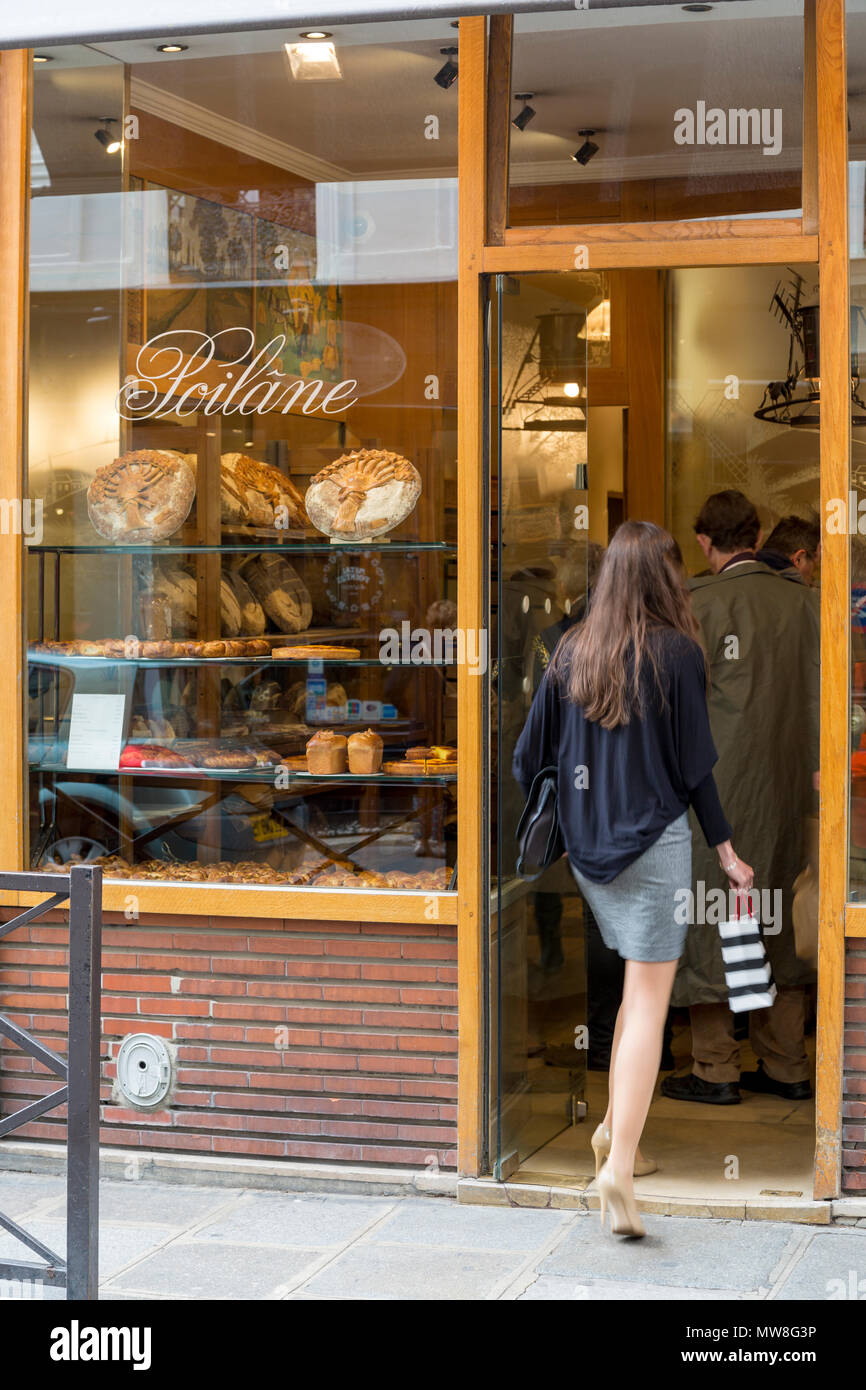 Ever popular Boulangerie Poilane in Saint Germain des Pres, Paris, France Stock Photo