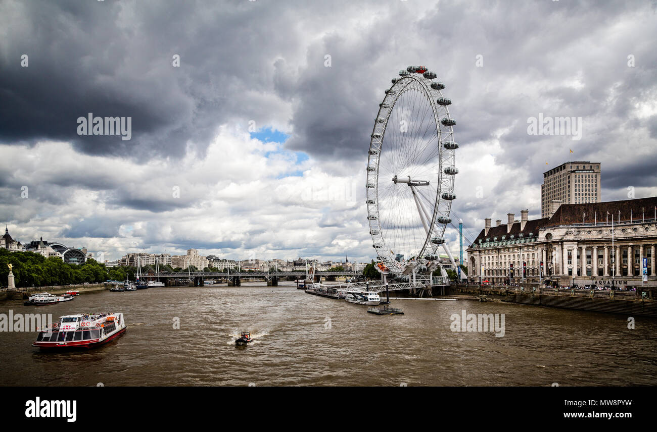 Stormy clouds over the London Eye taken in London in August 2013 Stock Photo