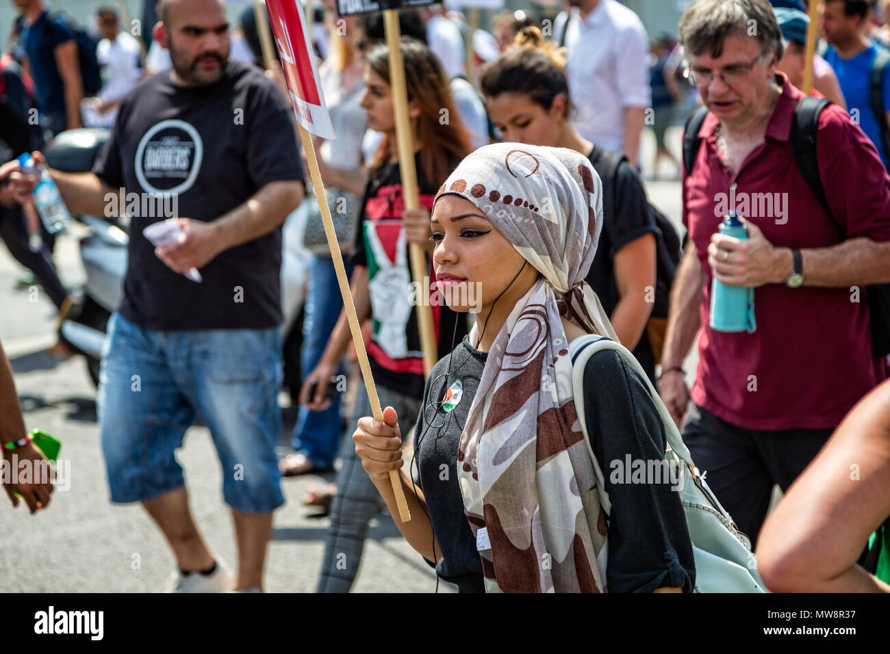 Free Palestine protest march in Hyde Park, London, UK taken on 26 July 2014 Stock Photo