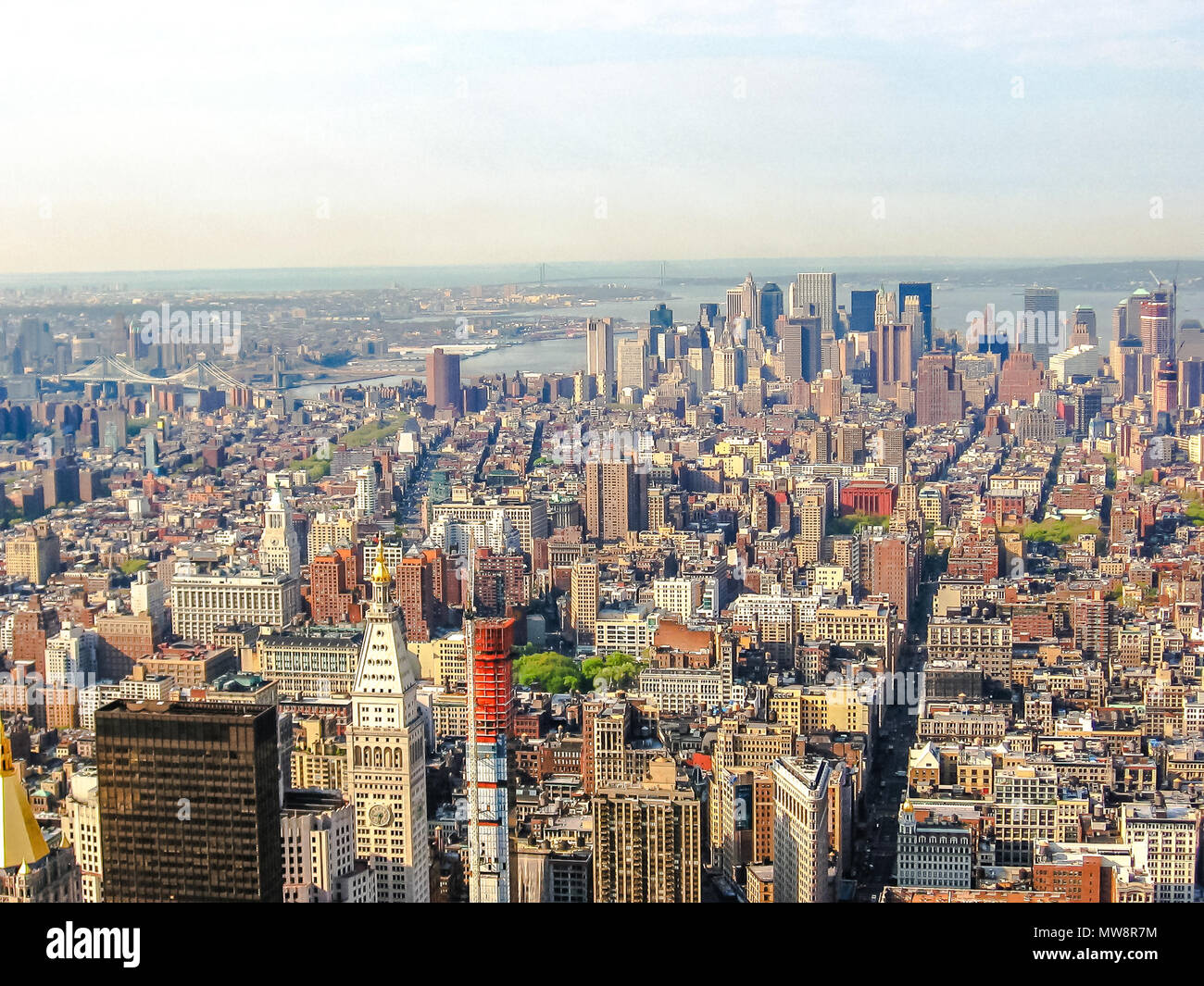 Spectacular aerial view of skyscrapers in Manhattan, New York City ...