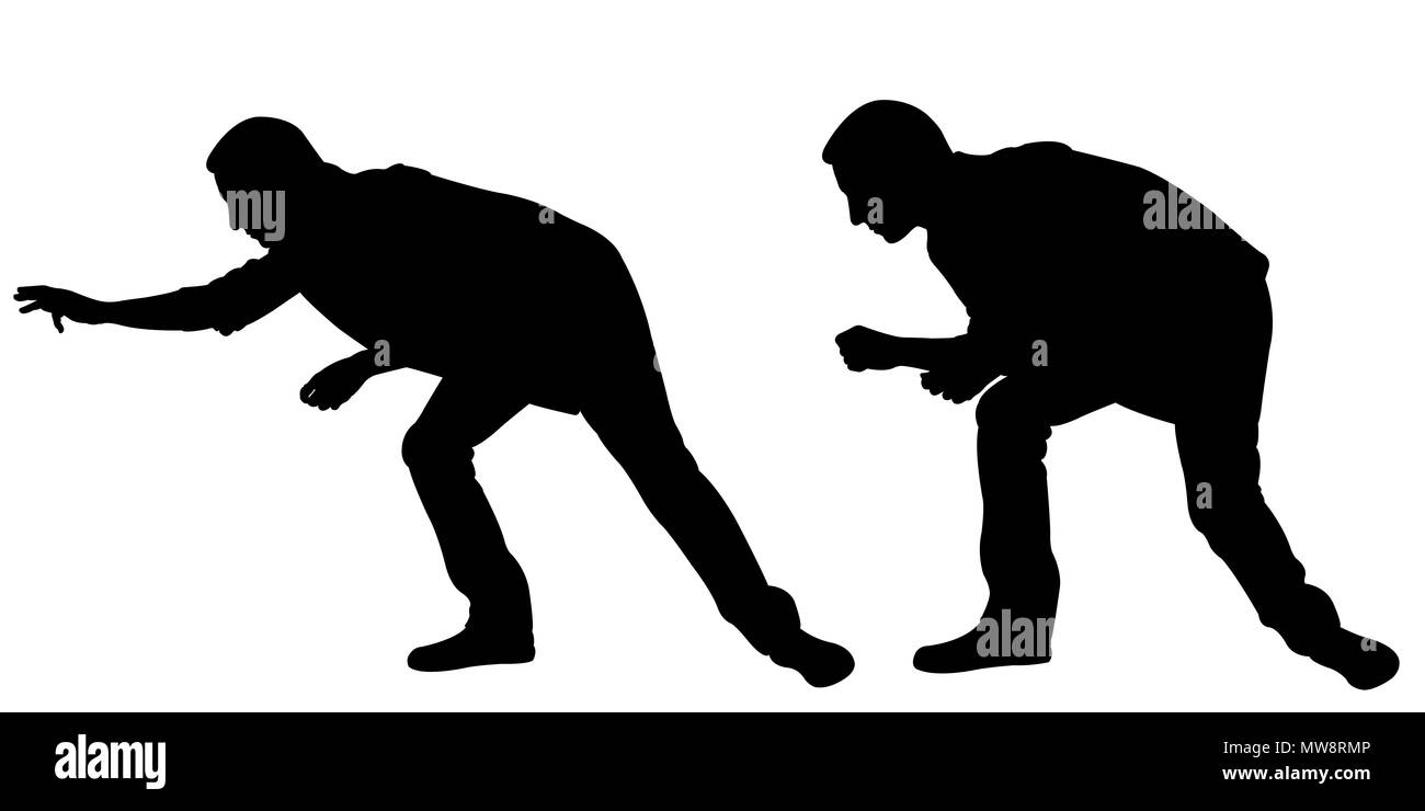 Silhouettes of sneaky thieves isolated on white Stock Photo