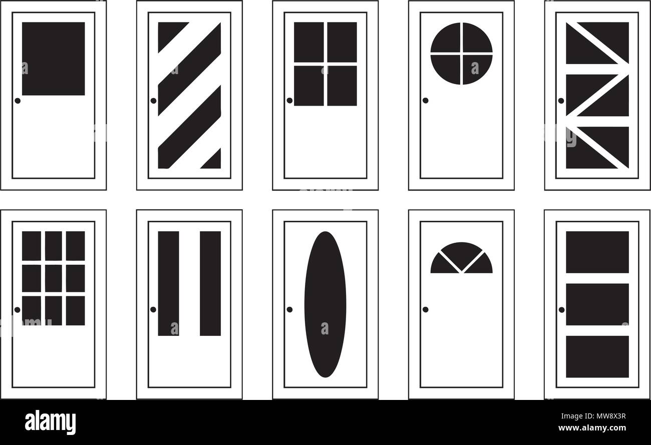 Illustration of different doors isolated on white Stock Vector
