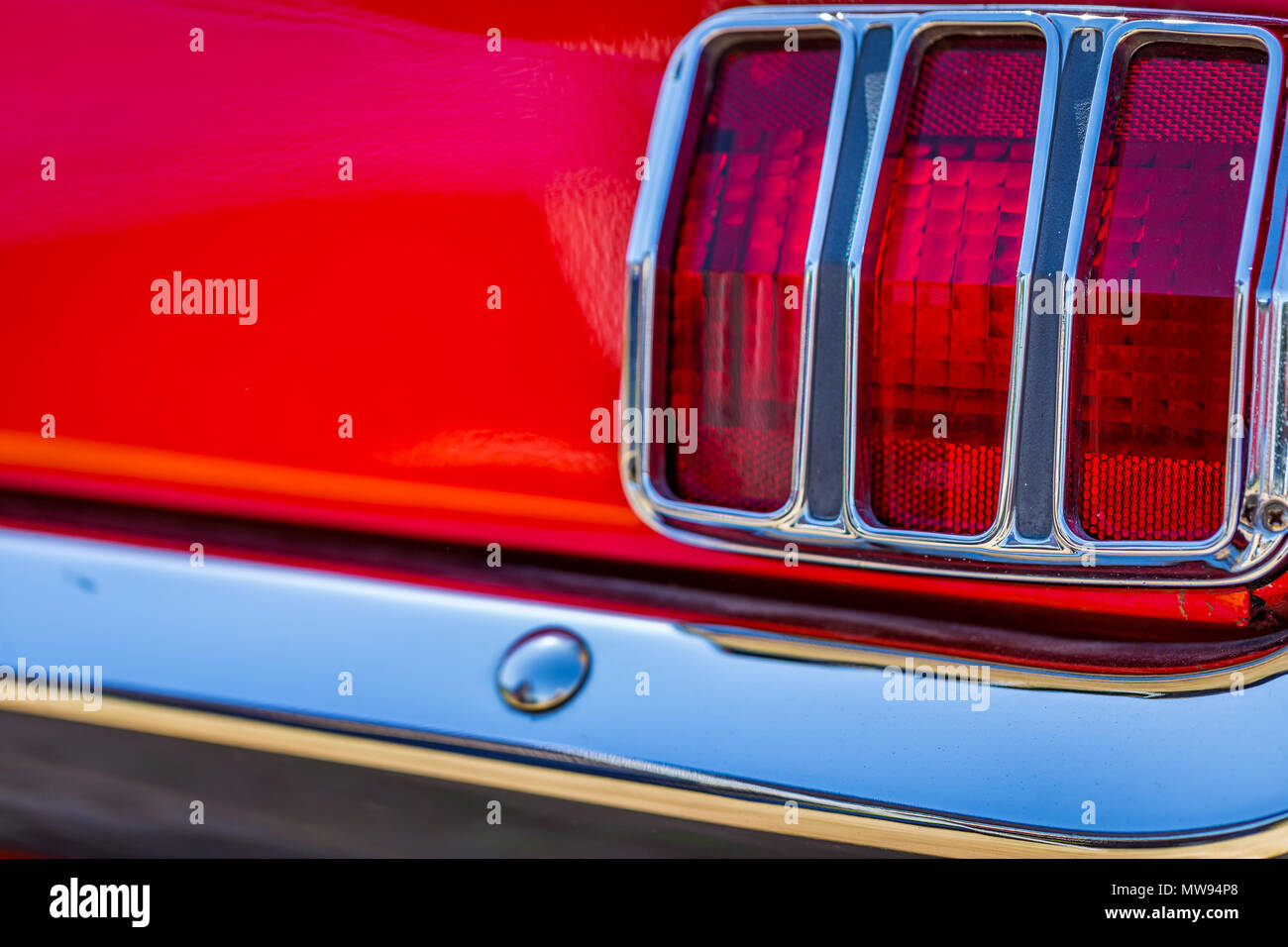 Shallow depth of field closeup of the taillight details on a