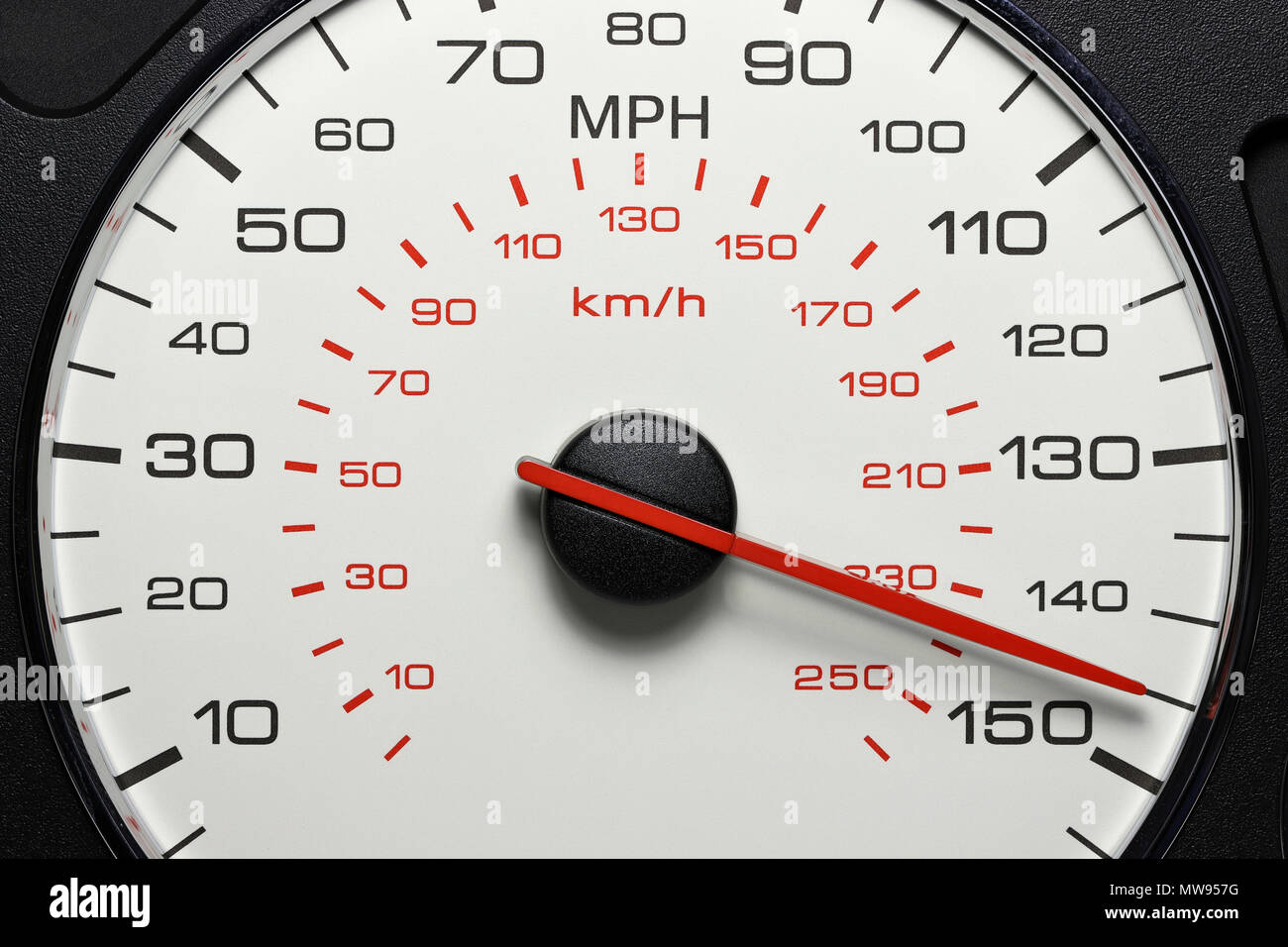 speedometer at 145 MPH Stock Photo