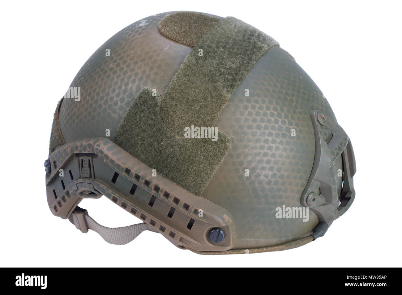 us army kevlar helmet with night vision mount isolated on whhite Stock