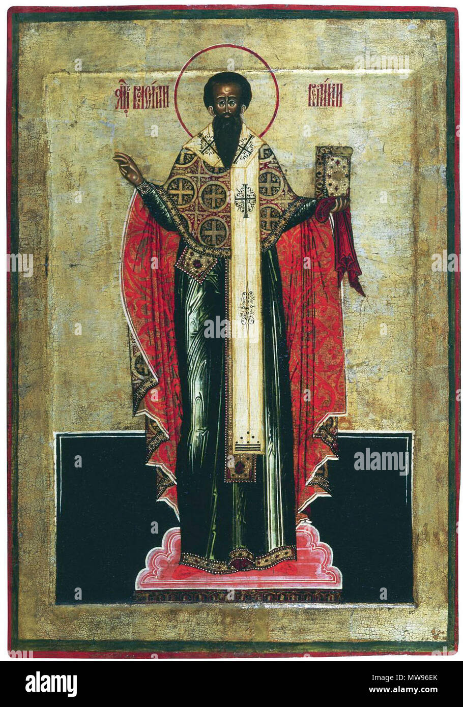 . English: Icon of Basil of Caesarea. Русский: Василий Великий, икона. 18 centery (?). anonimous 74 Basil of Caesarea icon Stock Photo