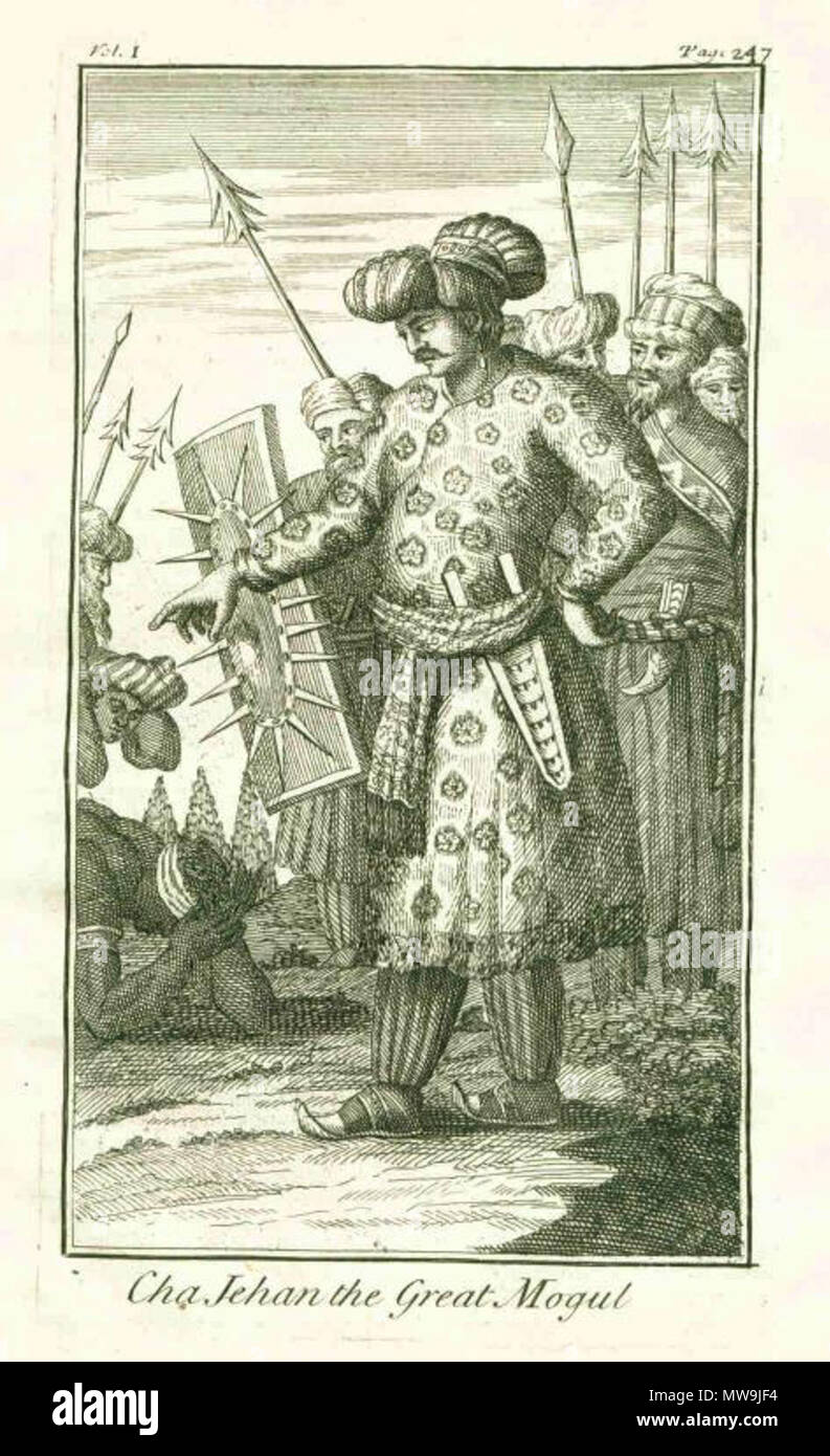 . English Copper engraving with title Cha Jehan the Great Mogul, also