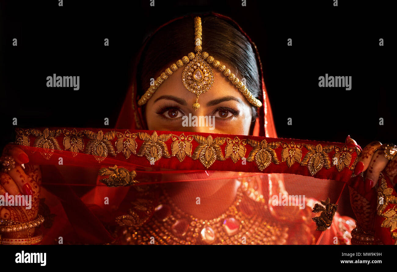 Pakistani & Indian bride wedding style showing bridal dress Stock Photo